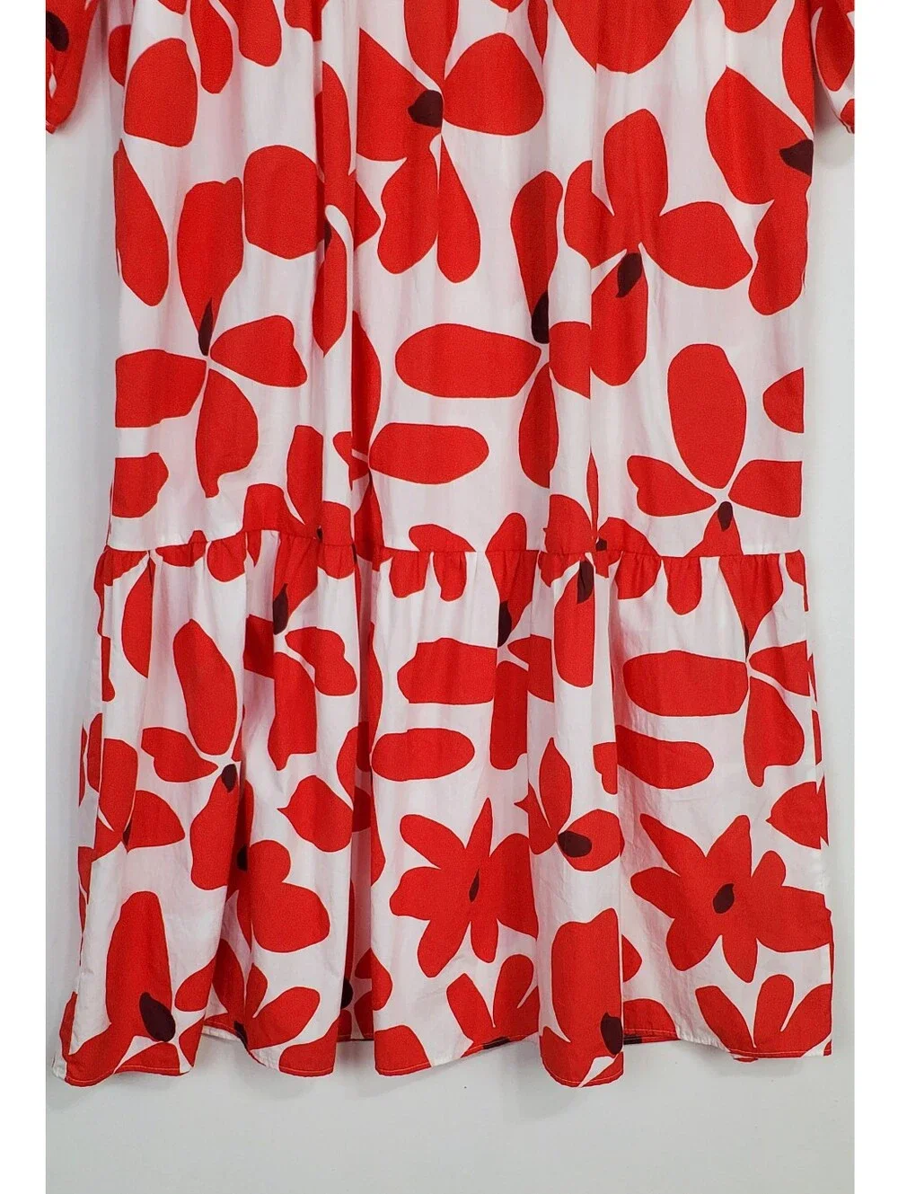 Maeve Anthropologie Xl tiered midi shirt dress 3/4 sleeves floral red bohemian - Picture 9 of 14